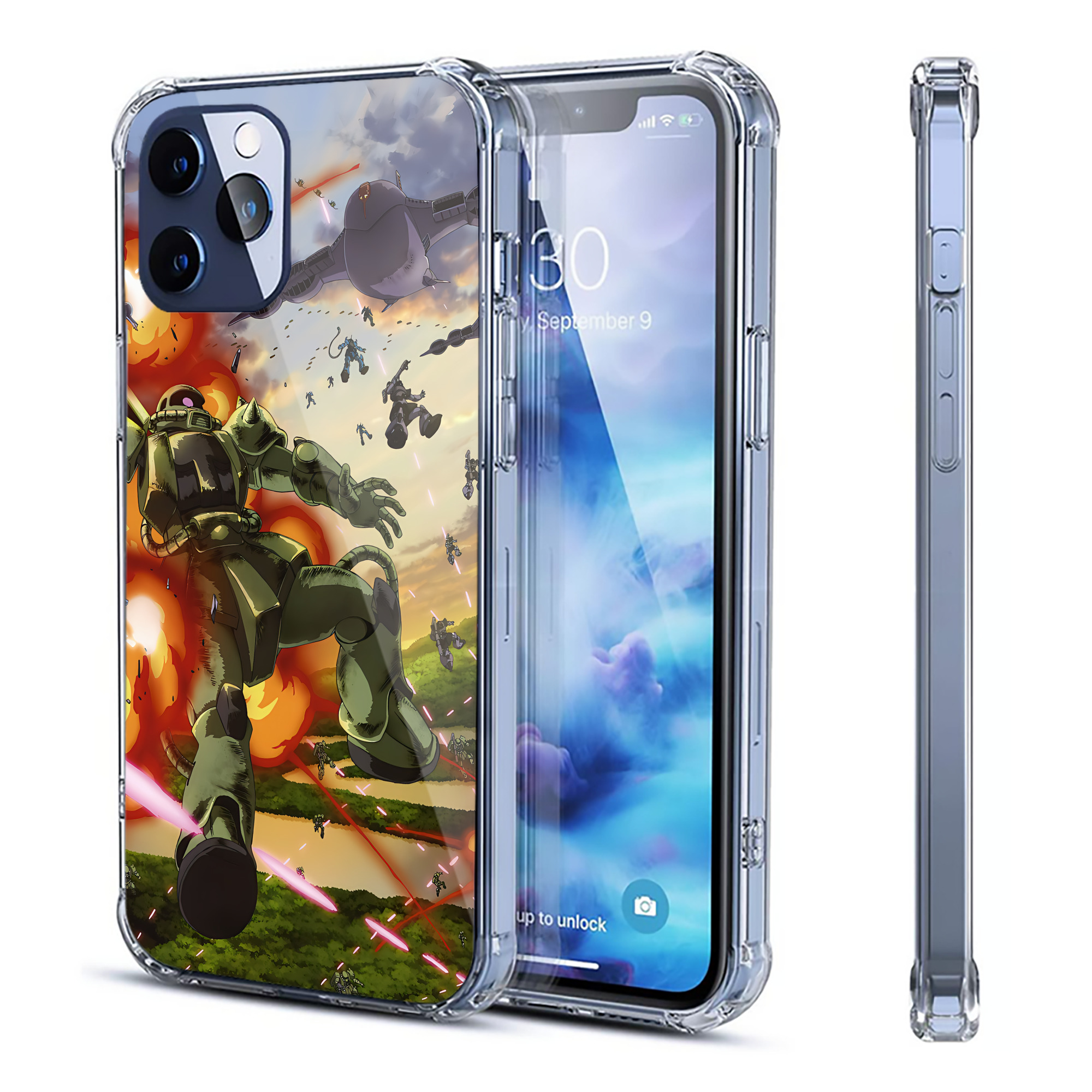（画像用） 機動戦士ガンダム Mobile Suit Gundam 【iPhone 12シリーズ対応】透明スマホケース（クリアソフトケース）